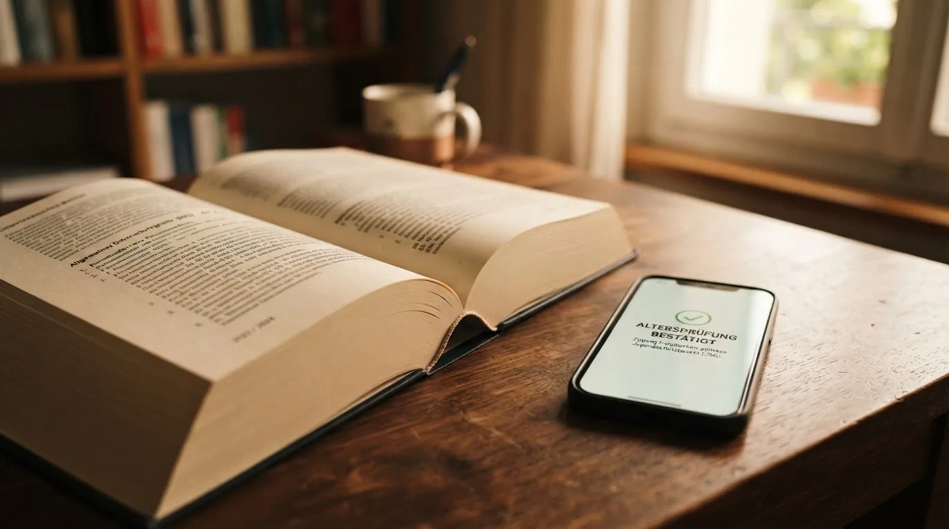 Amtliches Schreiben mit Stempel auf einem Schreibtisch neben einem Gesetzbuch — beste online casino echtgeld app
