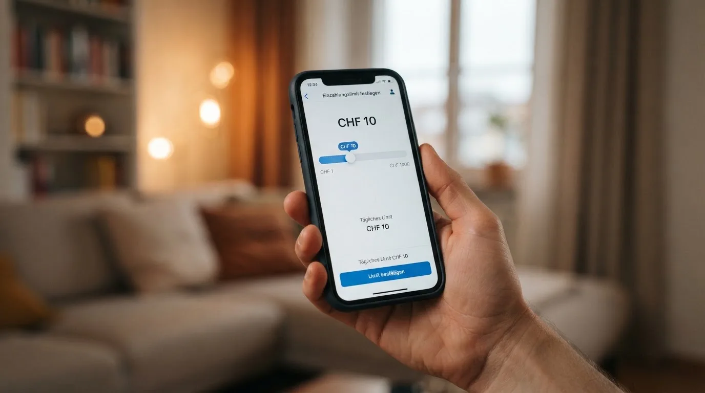 Hand hält ein Smartphone mit einem Formular zur Einzahlungsgrenze, ruhige Stimmung — beste online casinos echtgeld