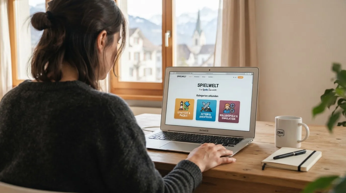 Person am Laptop liest eine Übersichtsseite zu Geldspielen im Internet — bitcoin cash casino vergleich